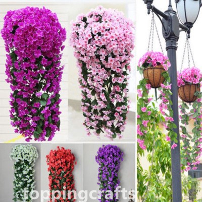 1 Bunch of Artifical Violet Bracketplant Hanging Garland Vine Flower Home Decor   291578327709